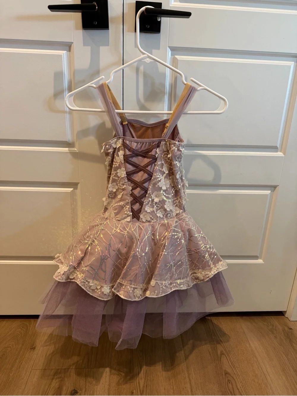 Lilac Floral Sequin Tutu Dress. Ballet costume